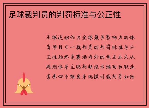 足球裁判员的判罚标准与公正性